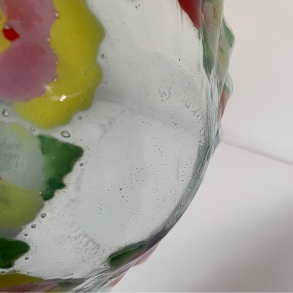 Andra DuRee Signed Fused Glass Dish Plate & Ruffled Bowl Floral Serving Set 1999 - Picture 10 of 13